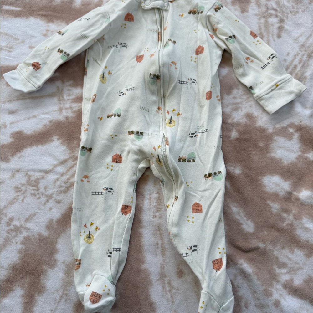 Cotton Farm Zip Footie 6-9M